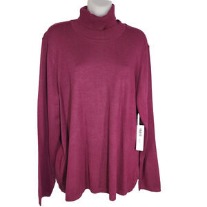 Chico’s Turtleneck Sweater Size 3 XL Ashlan Pullover Long Sleeve Royal Merlot